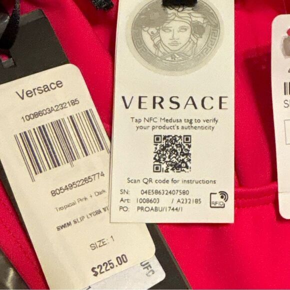 Versace Vita Bikini Bottom in Tropical Pink & Dark Orchid Size 1/XS NWT $225 - Picture 5 of 8